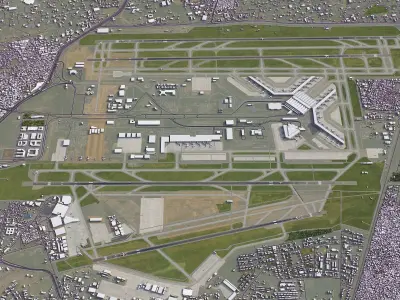Delhi - Indira Gandhi International Airport - DEL Low-poly 3D model