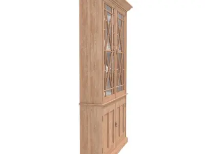 Lorfords antiques Oak Glazed Bookcases 3D model