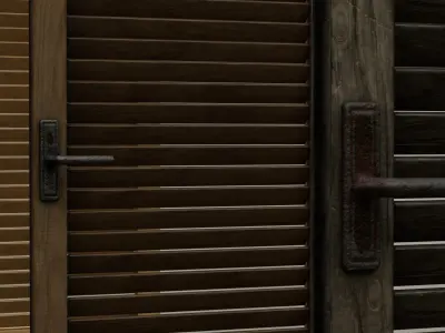 Louvered Wooden Door - 3 type of textures Low-poly 3D model