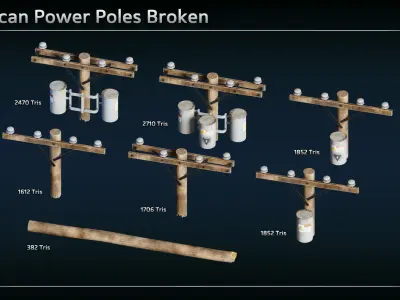 American Energy Poles Low-poly 3D model