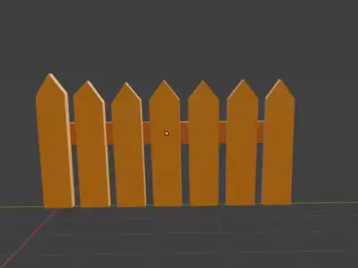 Low Poly Fence wooden 3D model
