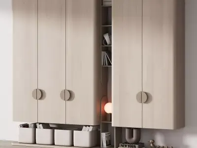 440 furniture for children 04 cupboard with toys decor 3 colors 3D model