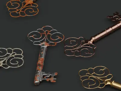 Antique Ornate Key Low-poly 3D model
