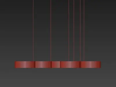 SOUND gold pendant light with four circles hanging from it 3D model