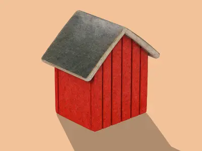 Red birdhouse Low-poly 3D model