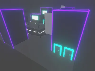 Neon city Low-poly 3D model