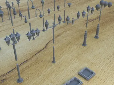 STREET LIGHT SIGN TREE 1-35 FOR DIORAMA SUPPORTED STL 3D print model