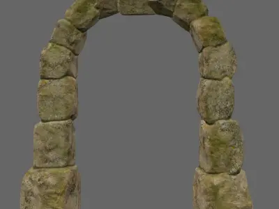 wall set 1 stone with moss Low-poly 3D model