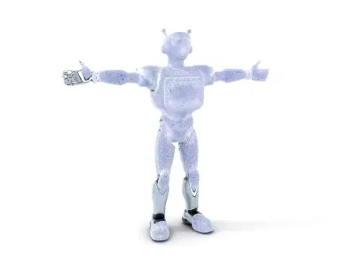 Silver Retro Robot model pack Low-poly 3D model