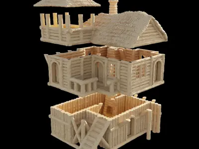 Fortified Forest House Tabletop Terrain 28 MM 3D print model