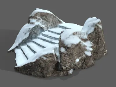 Snowy Rock Stair Low-poly 3D model