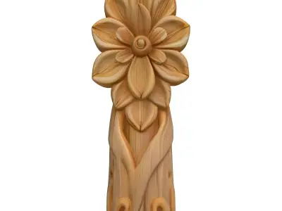 Wooden Carved Flower Ornament Low-poly 3D model