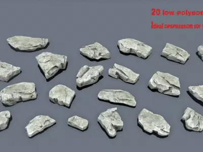 sea stones Low-poly 3D model