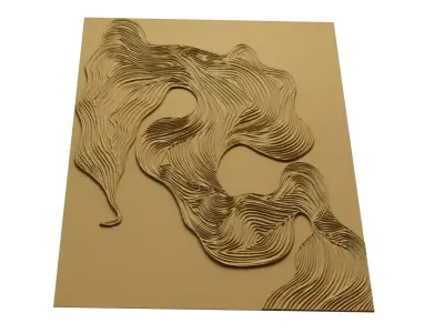 modern Wavy Relief Panel Wall Decor Set STL Mural CNC 379 3D model