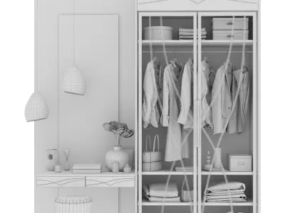 Hallway wardrobe with dressing table 3D model