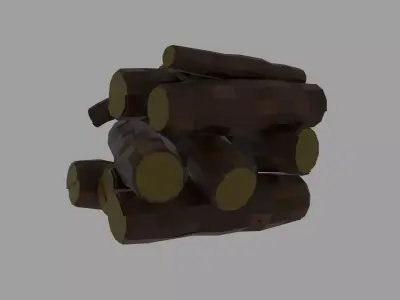 Stylized Low Poly Firewood Stack Prop Low-poly 3D model