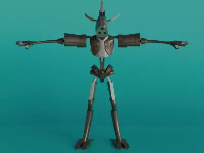 NeoDroid Rigged 3D Robot Character for VRChat VTubing Low-poly 3D model