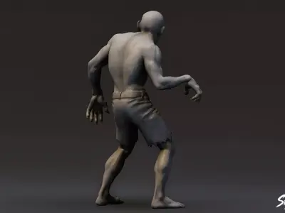 Zombie Statue Shambling Pose Low-poly 3D model