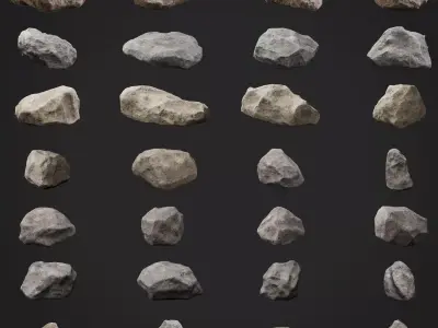 30 Low poly Rock Collection 3D model