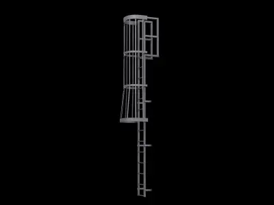 Ladder Cage - Safety Step Low-poly 3D model