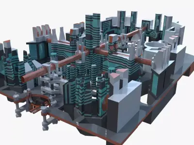 Sci-fi city block 3D model