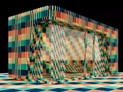 Backyard studio with furniture 3D model