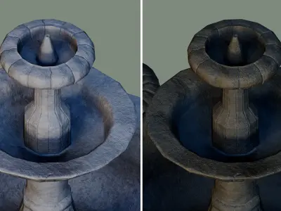 Outdoor Floor Water Fountain concrete waterfall Low-poly 3D model