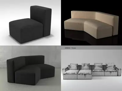 B different sofas 3D model