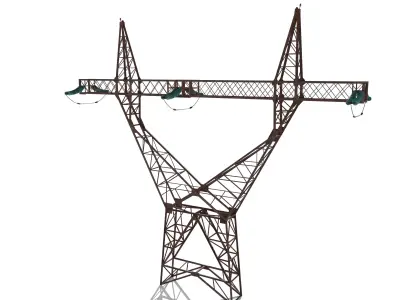 Electricity Pole 4 Weathered Low-poly 3D model