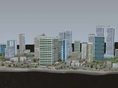 New modern city very low poly model Low-poly 3D model