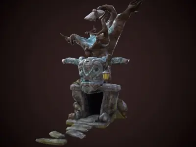 Entrance to the cave Low-poly 3D model