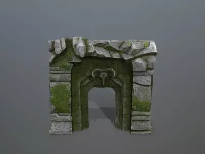 old gate Low-poly 3D model 5