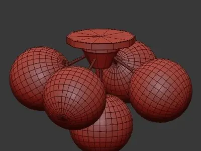 Untitled five light ceiling fixture with glass globes 3D model