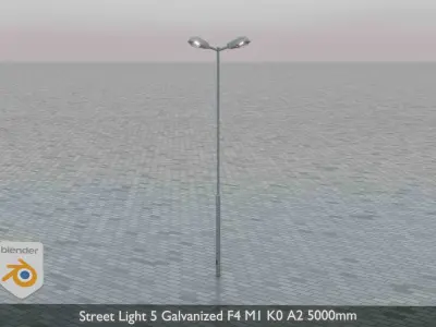 Street Light 5 Galvanized F4 M1 K0 A2 5000mm Low-poly 3D model