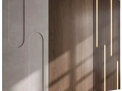 Headboard wood and concrete 3d Wall Panel 3D model