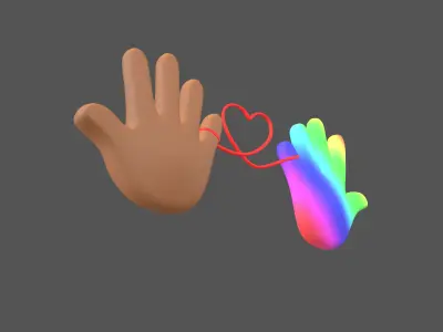 Hand with Red Line Icon v1 028 Low-poly 3D model