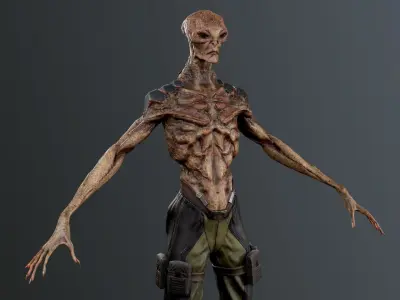 Alien humanoid Low-poly 3D model