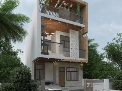 roadside stylish house exterior design  3D model