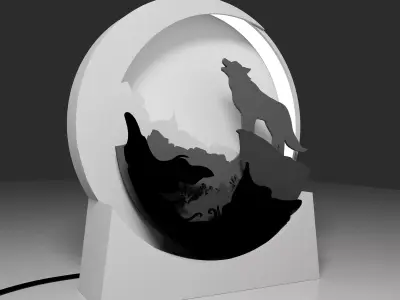 Howling wolf light box  3D print model