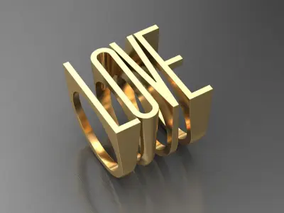 alphabet letter ring Collection 3D Model Pack