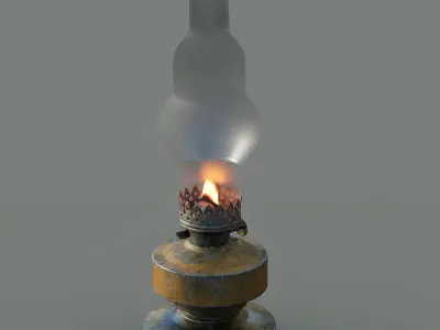 Realistic Oil Lamp Low-poly 3D model