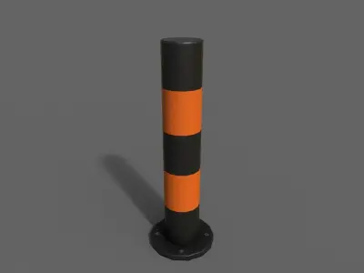 PBR Bollard BlackOrange Low-poly 3D model