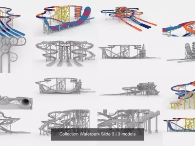 Collection Waterpark Slide 3 3D Model Pack