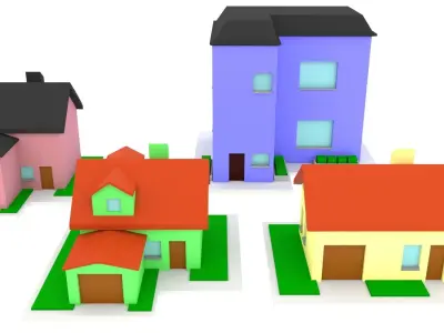 10 Low poly houses pack Low-poly 3D model