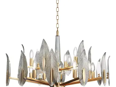 NIBA B gold leaf chandelier with glass leaves Low-poly 3D model