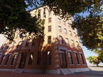 Row Townhouses New York style Low-poly 3D model
