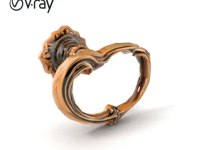 Art Nouveau Door Handle Sculpture model pack Low-poly 3D model