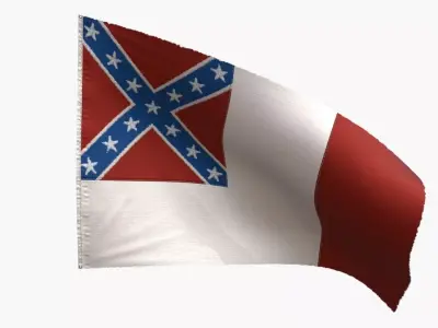 US Flag 3rd National Confederate Low-poly 3D model