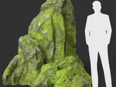 Low poly Medium Size Jungle Rock Low-poly 3D model