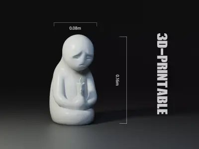 minimal sad miniature statue candle Free 3D print model